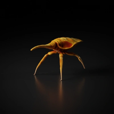 Alien creature with multiple legs, insect-like.
