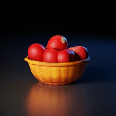 A few lychee and less leaf in bamboo basket.