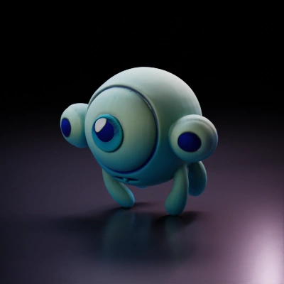 Cartoon alien creature with one big eye, cute.