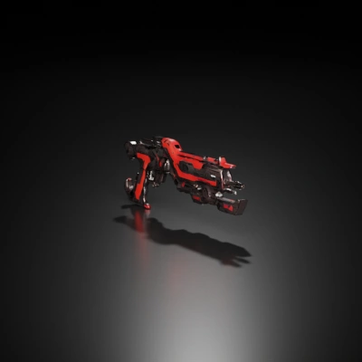 Futuristic high-tech sniper rifle, cyberpunk style.