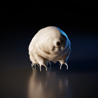 Minute microscopic organism, water-dwelling extremophile.