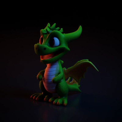 Friendly cartoon dragon, cute design, dragon character.