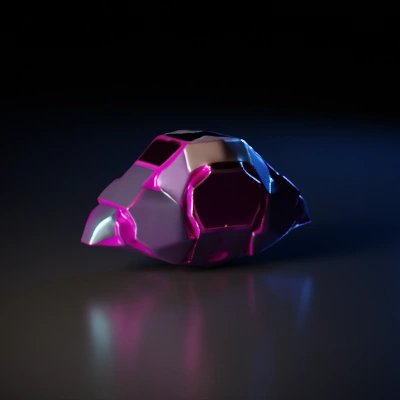 Futuristic crystal, multi-faceted, glowing core, high-tech, matrix, cyberpunk.