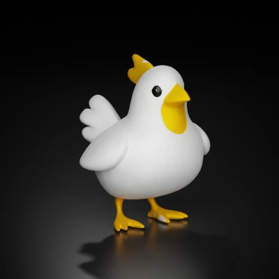 Cartoonish chicken, simplified features.