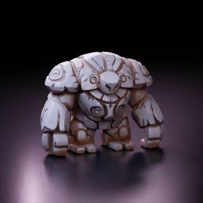 Stone golem fantasy character figurine.