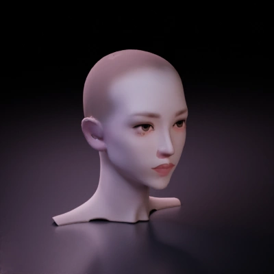 Female digital character, realistic facial features.