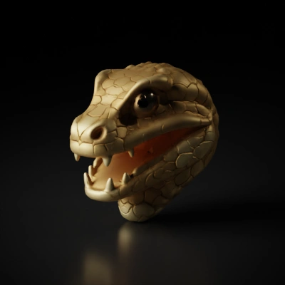 Dragon-like reptilian head, cartoon style, scaly texture.