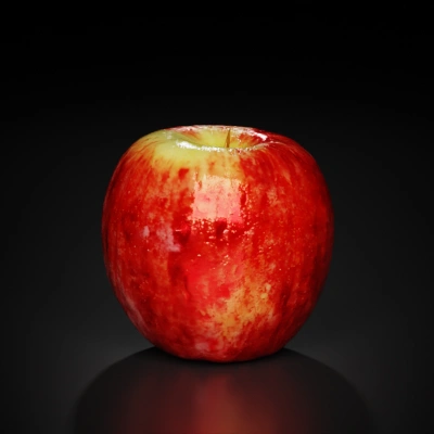 Apple with stem apply texture with water drops