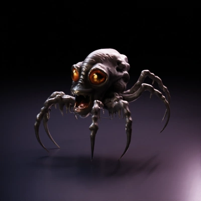 Spider-like alien creature with large fangs, eight legs.