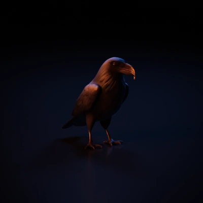 Stylized raven, bluish-black