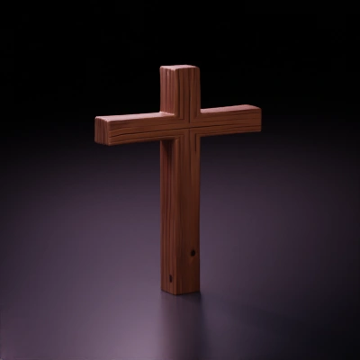 Wooden cross, simple design, religious symbol, only 2 arms.