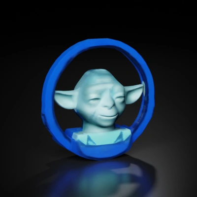 Small, wise alien with large ears, minimalist design.