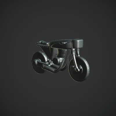 Retro-futuristic motorcycle, sleek design. symmetric geometry,smooth edges,complex geometry.