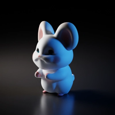 Cute cartoon rabbit with oversized ears, big eyes, small paws.