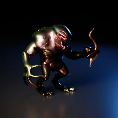 Monstrous alien with claws, muscular build, sharp teeth.
