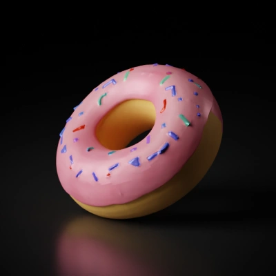 Pink donut with sprinkles.