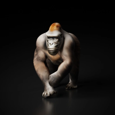 Gorilla with human-like facial features.