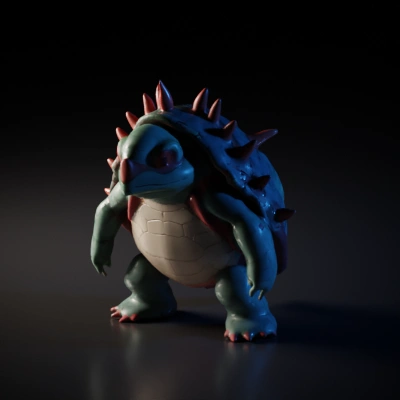 Turtle-like creature with shell spikes, fantasy design.