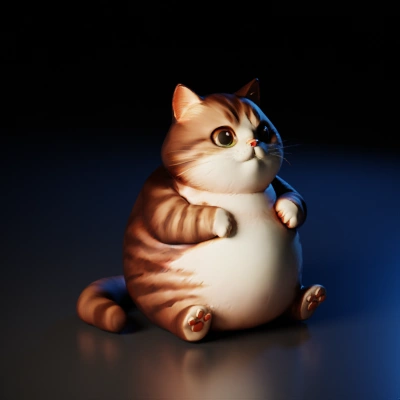 Cute chubby cartoon cat sitting.