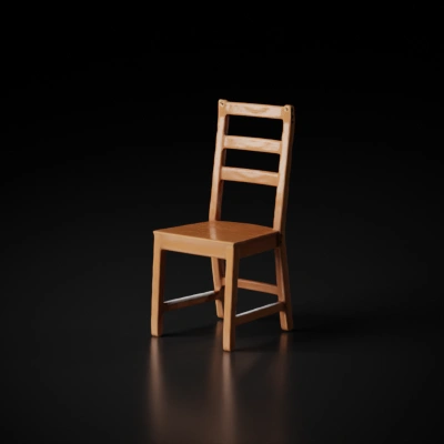 Wooden chair with three slats, straight legs, smooth oak wood