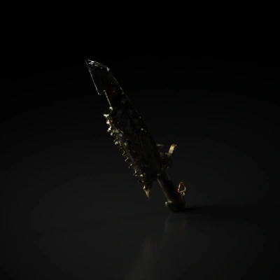 Jagged, battle-worn sword with serrated blade, large.