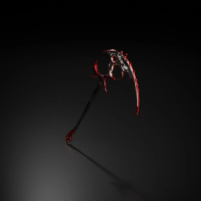Scythe with jagged blade and worn handle.