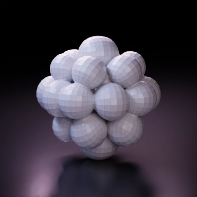 Spherical objects clustered together.
