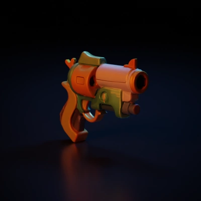 Futuristic toy gun, cartoonish style.
