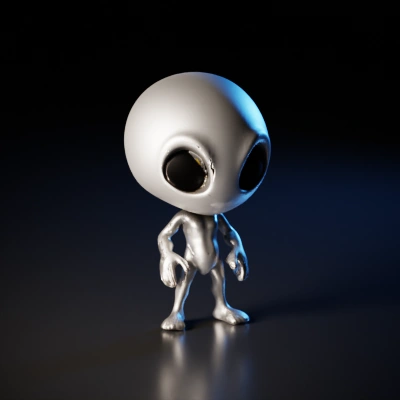 Alien with large eyes, humanoid features, small body.