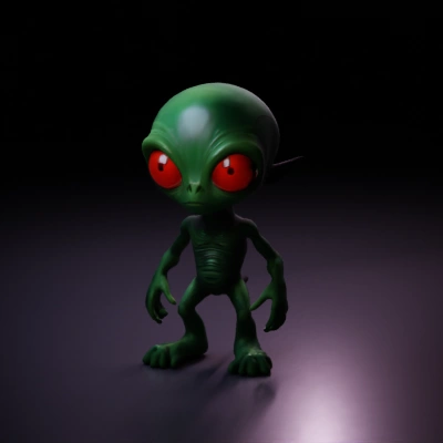 Alien being with large eyes, slender body.