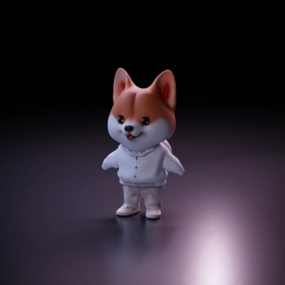 Cartoon cute dog in a button-up shirt.
