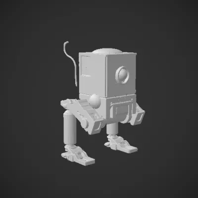 Boxy robot with mechanical limbs. symmetric geometry. character. smooth edges. simple geometry. game-ready.