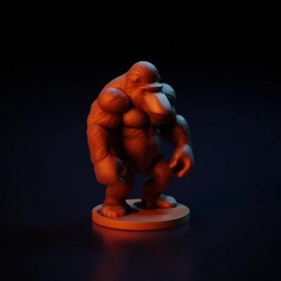 Muscular gorilla figurine in a powerful stance.
