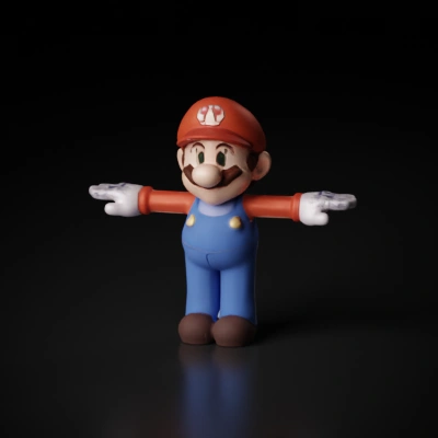 Human character in overalls, video game mascot.