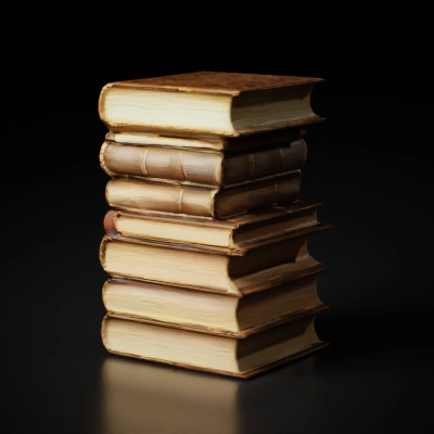 Stack of old leather-bound books.