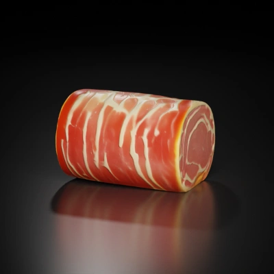 Slice of raw meat with marbling.