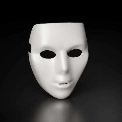 Plain face mask with eye and mouth holes.