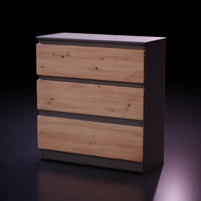 Modern wooden chest with three drawers.