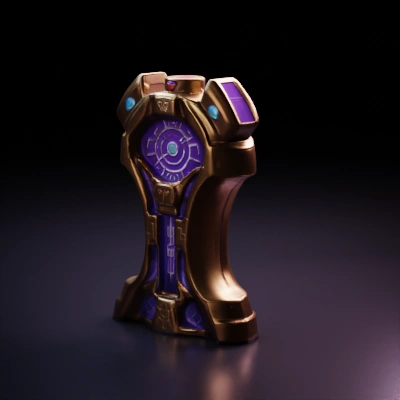 Futuristic sci-fi artifact with glowing core, intricate patterns.