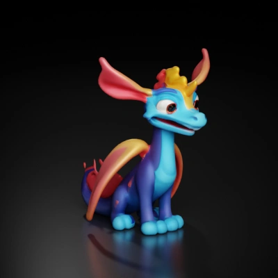 Friendly dragon with wings, playful expression.