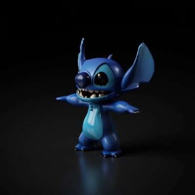 A blue cartoon alien character with big ears.