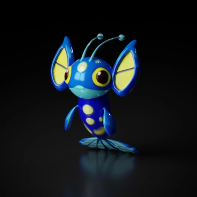 Cartoon fish-like creature with large fins.