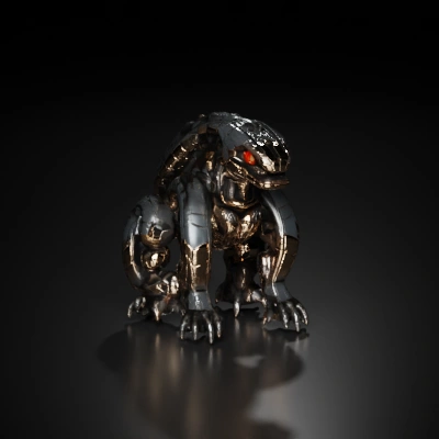 Mechanized dragon-like creature, intricate design, robotic elements.