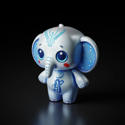 cybernetic cartoon elephant figurine.