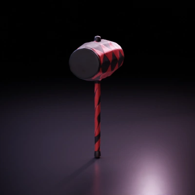Giant hammer with diamond pattern.