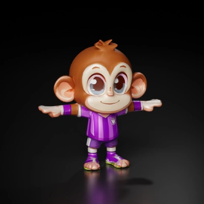 Cartoon monkey in soccer uniform, animated character.