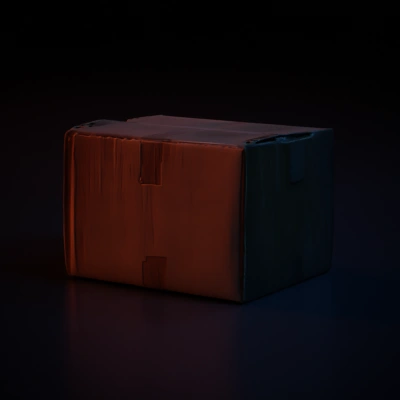 Cardboard box, shipping container.