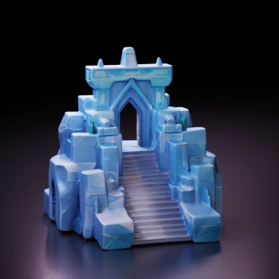 Fantasy castle with stone steps, game asset.