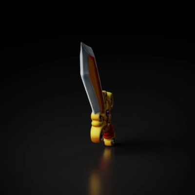 Fancy ornate sword with gems and large blade.