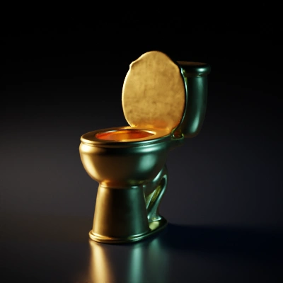 a toilet made out of gold.